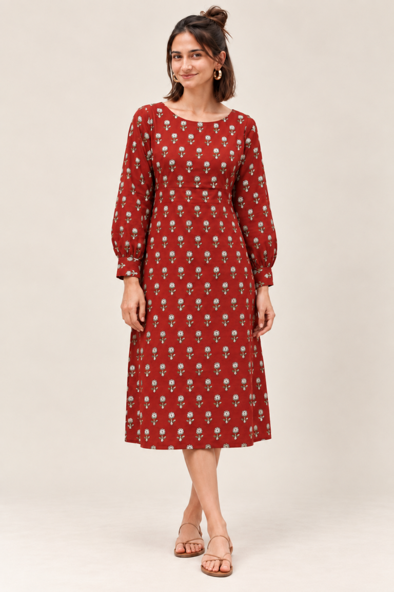 Rust Red Tulip Midi Dress