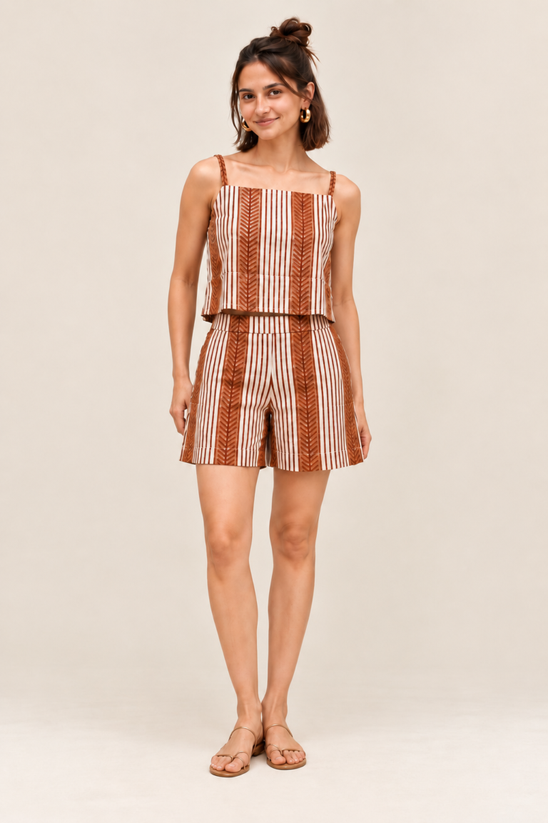 Gerua Hand Block Co-ord Set