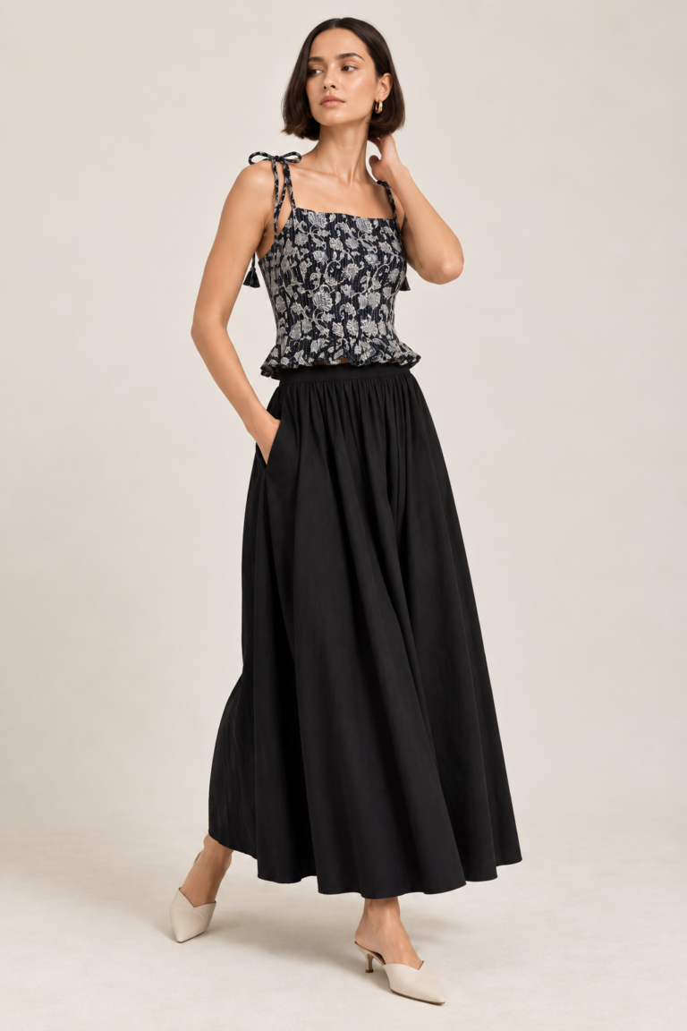 Midnight Floral Tie-Strap Top